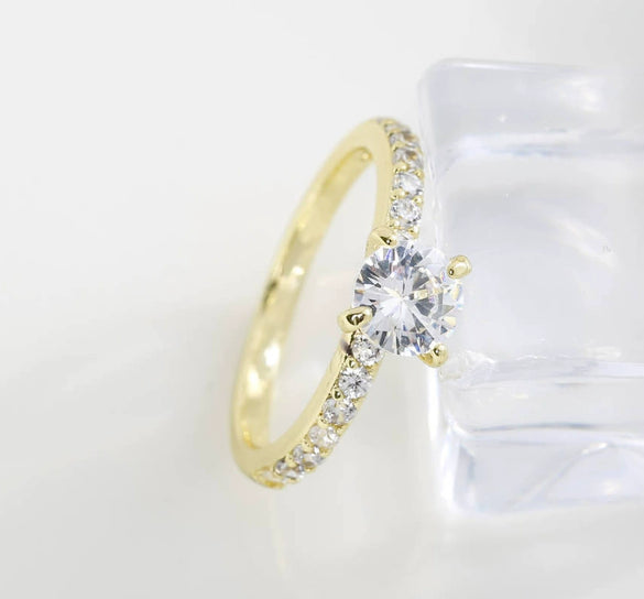 Wholesale Copper Silver Microinlaid Zircon Minimalist Geometric Fourclaw Ring