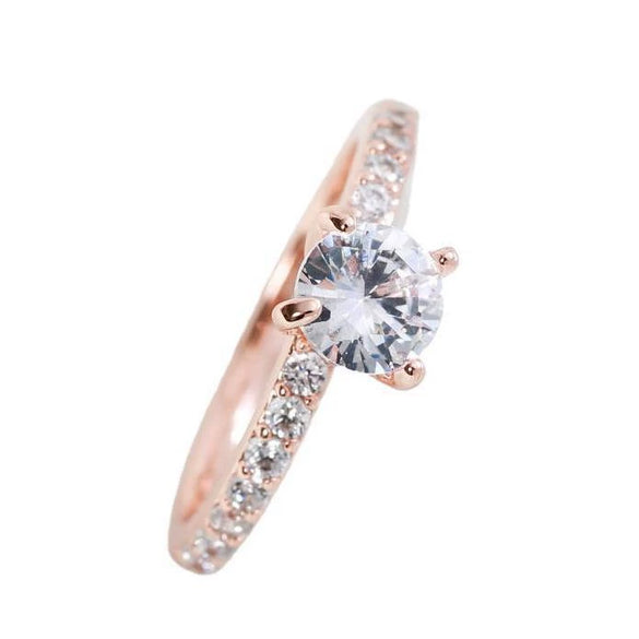 Wholesale Copper Silver Microinlaid Zircon Minimalist Geometric Fourclaw Ring