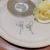 Wholesale Copper Silver Plated Bow Shaped Zircon Inlaid Women's Earrings Sweet Style