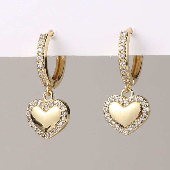 Wholesale Copper Simple Micropaved Zircon Earrings With Heart Butterfly Ear Hook Ear Buckle Geometric And Heart Shape Design For Women