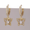 Wholesale Copper Simple Micropaved Zircon Earrings With Heart Butterfly Ear Hook Ear Buckle Geometric And Heart Shape Design For Women