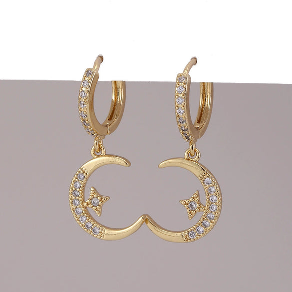 Wholesale Copper Simple Micropaved Zircon Earrings With Heart Butterfly Ear Hook Ear Buckle Geometric And Heart Shape Design For Women