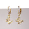 Wholesale Copper Simple Micropaved Zircon Earrings With Heart Butterfly Ear Hook Ear Buckle Geometric And Heart Shape Design For Women