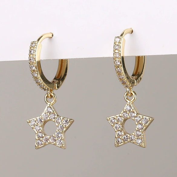 Wholesale Copper Simple Micropaved Zircon Earrings With Heart Butterfly Ear Hook Ear Buckle Geometric And Heart Shape Design For Women