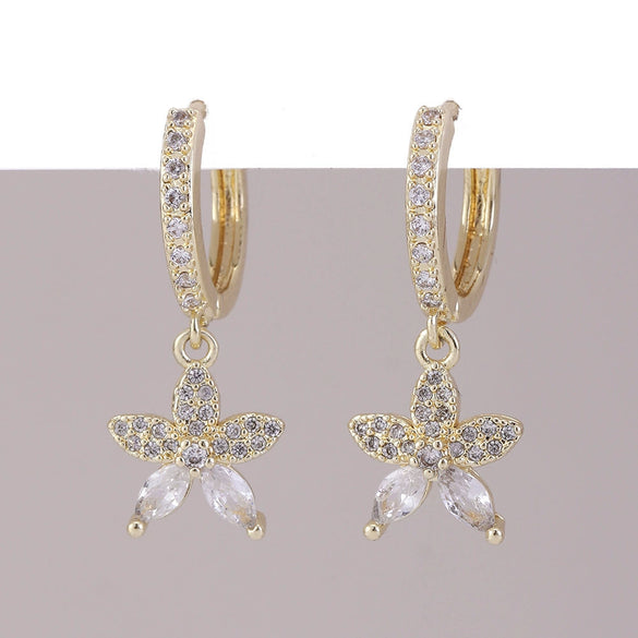 Wholesale Copper Simple Micropaved Zircon Earrings With Heart Butterfly Ear Hook Ear Buckle Geometric And Heart Shape Design For Women
