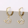 Wholesale Copper Simple Micropaved Zircon Earrings With Heart Butterfly Ear Hook Ear Buckle Geometric And Heart Shape Design For Women
