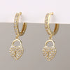 Wholesale Copper Simple Micropaved Zircon Earrings With Heart Butterfly Ear Hook Ear Buckle Geometric And Heart Shape Design For Women