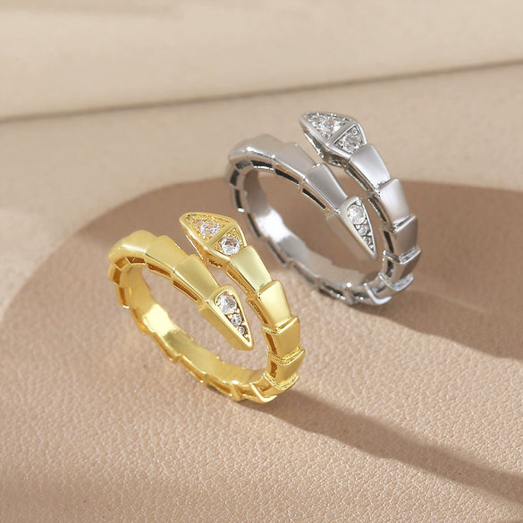 Wholesale Copper Snake Bone Shaped Ring Electroplated Animal Zodiac Style For Unisex