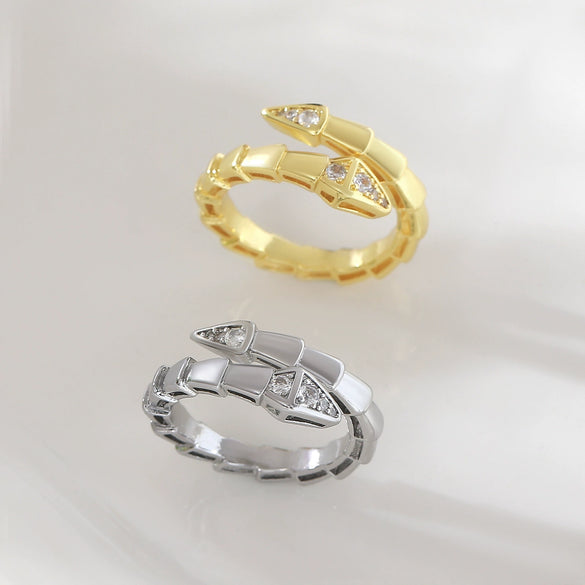 Wholesale Copper Snake Bone Shaped Ring Electroplated Animal Zodiac Style For Unisex
