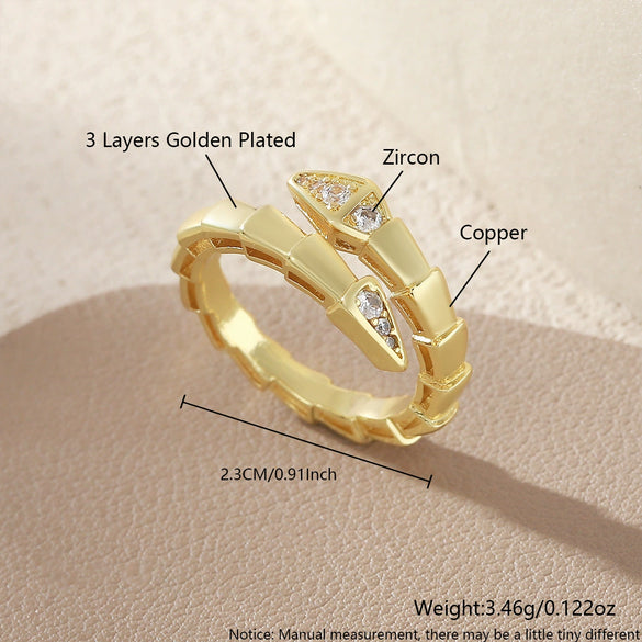 Wholesale Copper Snake Bone Shaped Ring Electroplated Animal Zodiac Style For Unisex