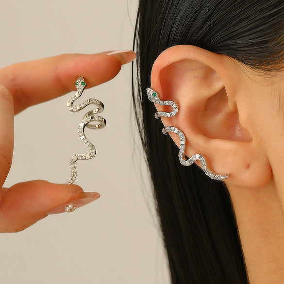 Wholesale Copper Snake Ear Clip Electroplated Animal Zodiac Punk Retro Style For Women