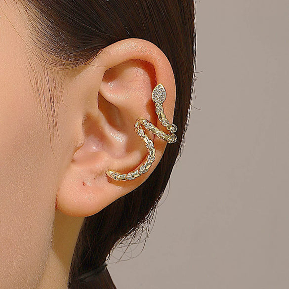 Wholesale Copper Snake Ear Clip Electroplated Animal Zodiac Punk Retro Style For Women