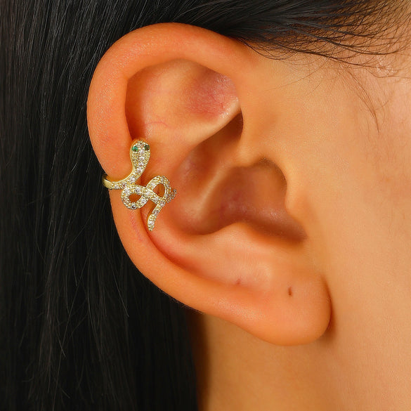Wholesale Copper Snake Ear Clip Electroplated Animal Zodiac Punk Retro Style For Women