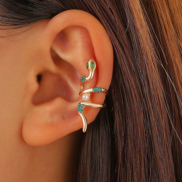Wholesale Copper Snake Ear Clip Electroplated Animal Zodiac Punk Retro Style For Women