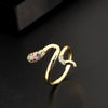 Wholesale Copper Snakeshaped Open Ring With Zircon Electroplated Retro Style
