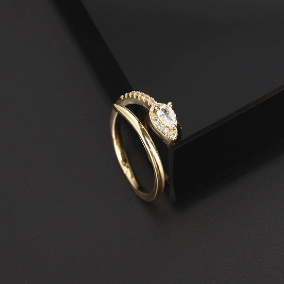 Wholesale Copper Snakeshaped Open Ring With Zircon Electroplated Retro Style