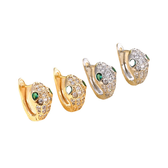 Wholesale Copper Snakeshaped Zodiac Animal Earrings With Electroplating For Men Niche Style