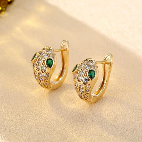 Wholesale Copper Snakeshaped Zodiac Animal Earrings With Electroplating For Men Niche Style