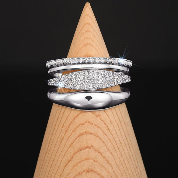Wholesale Copper Stacked Simple Plain Women's Ring Set Inlaid With Zircon Geometric Minimalist Jewelry