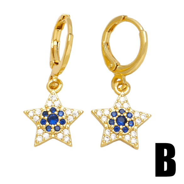 Wholesale Copper Star Earrings Retro Natural Style