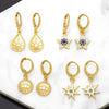 Wholesale Copper Star Earrings Retro Natural Style