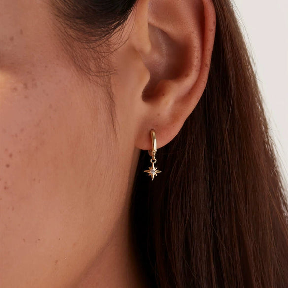 Wholesale Copper Star Element Inlaid Diamond Zircon Earrings For Women With Electroplating Treatment