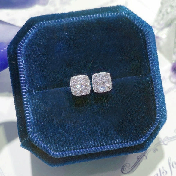 Wholesale Copper Star Pattern Square Diamond Earrings For Female Light Luxury Niche Elegant Style