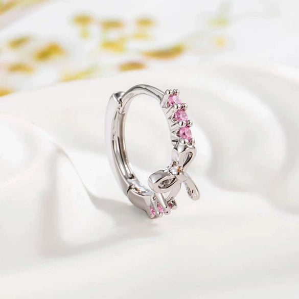 Wholesale Copper Sweet And Cute Bow Earrings Set With Zirconia For Women