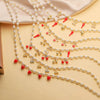 Wholesale Copper Sweet Fruitstyle Pendant Necklace With Dripping Oil Treatment And Pearl Chain