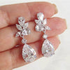 Wholesale Copper Sweet Pear Shaped Water Drop Zircon Earrings For Bridal Light Luxury Style