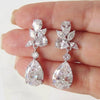 Wholesale Copper Sweet Pear Shaped Water Drop Zircon Earrings For Bridal Light Luxury Style