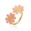 Wholesale Copper Sweet Style Dripping Oil Flower Petal Ring For Women