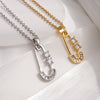 Wholesale Copper Titanium Steel Ochain Necklace For Women With Microinlaid Zircon Paper Clip Pendant Light Luxury Geometric Electroplated Style
