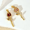 Wholesale Copper Tulip Zircon Flower Leaf Pattern Micropaved Necklace For Female With Cartoon Style