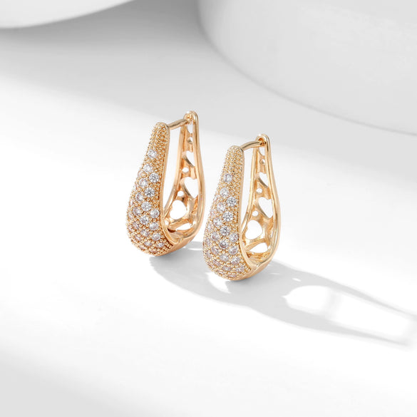 Wholesale Copper U Shaped Diamond Set Elegant Retro Fashion Earrings