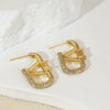 Wholesale Copper Ushaped Geometric Horseshoe Buckle Earrings With Microinlay Style For Women
