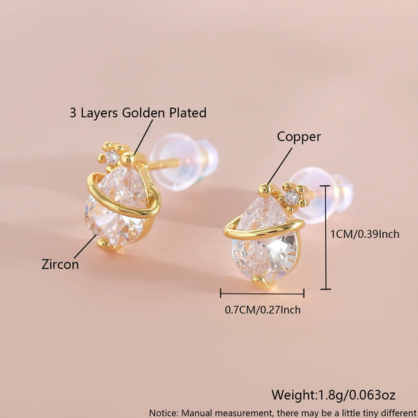 Wholesale Copper Water Drop Shape Electroplated Simple Style Women's Earrings Jewelry