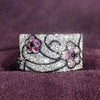 Wholesale Copper Women's Fresh Style Geometric And Flower Patterned Ring Jewelry With Zirconia Design