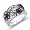 Wholesale Copper Women's Fresh Style Geometric And Flower Patterned Ring Jewelry With Zirconia Design