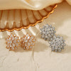 Wholesale Copper Women's Geometric Sunflower Double Layer Zircon Earrings Jewelry Accessories