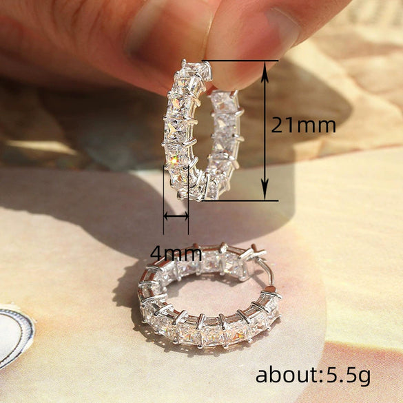 Wholesale Copper Women's Geometric Zirconia Microinlaid Earrings