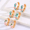 Wholesale Copper Women's Personality Flower Dripping Oil Circle Earring