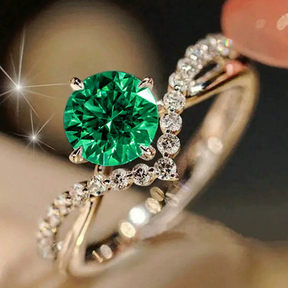 Wholesale Copper Women's Princess Style Geometric Inlaid Zircon Couple Ring For Wedding