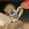 Wholesale Copper Women's Princess Style Geometric Inlaid Zircon Couple Ring For Wedding