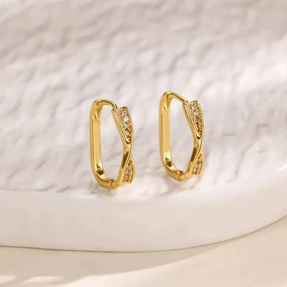 Wholesale Copper Woven Wheat Ear Earrings For Women Electroplated