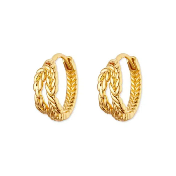 Wholesale Copper Woven Wheat Ear Earrings For Women Electroplated
