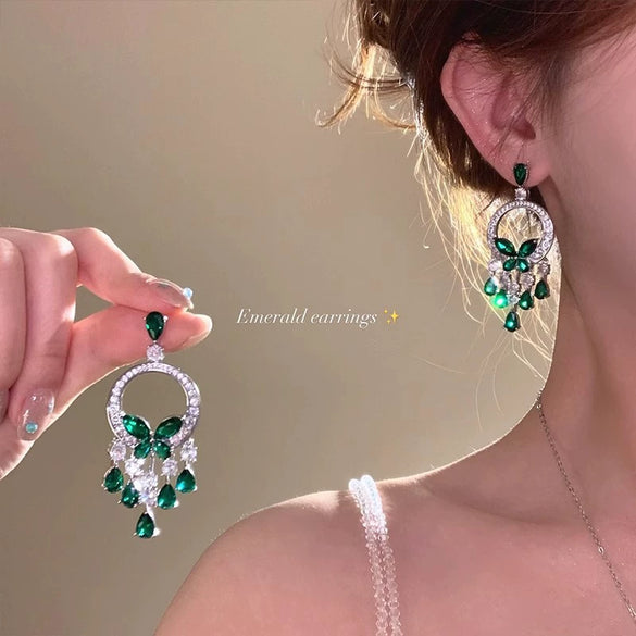 Wholesale Copper Zircon Butterfly Dragonfly Insect Diamond Earrings Highend Style