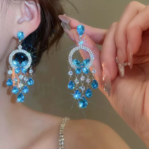 Wholesale Copper Zircon Butterfly Dragonfly Insect Diamond Earrings Highend Style