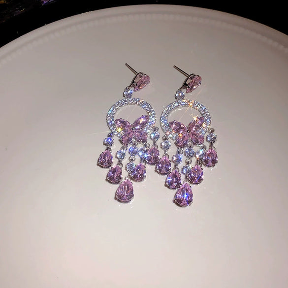 Wholesale Copper Zircon Butterfly Dragonfly Insect Diamond Earrings Highend Style
