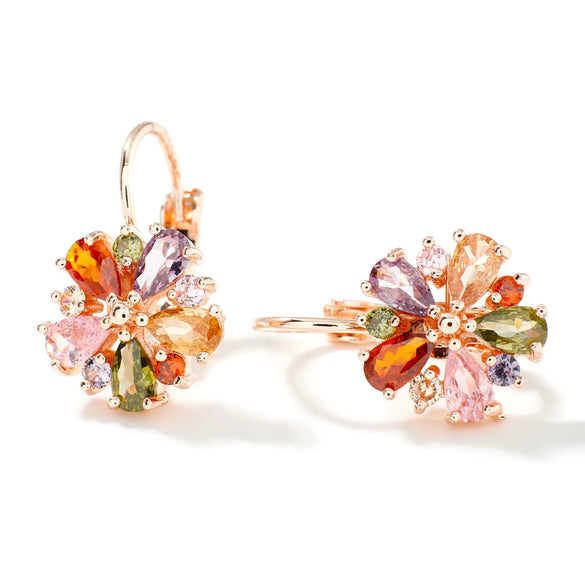 Wholesale Copper Zircon Earrings Geometric Pastoral Style